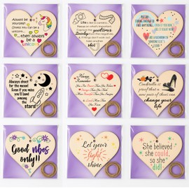 Pack of Wooden Hanging Hearts with Inspirational Quotes – Make Your Own Set of Gift-Ready Rustic Wall Signs for Women, Teens, Friends – Thoughtful Home Decor Plaque