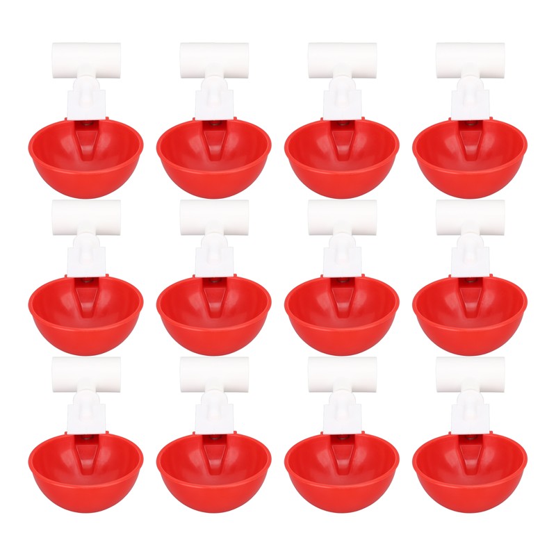 12 Sets Chicken Watering Cup with Tee Connector Automatic Feeding