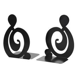 Heavy Duty Bookends Metal Book Holders Book Ends for Shelves Non-Slip Bookends Book Stands Shelf for Bookcase Bookshelf Office School Library Home Gifts Black Red 1 Pair G Clef Book Ends