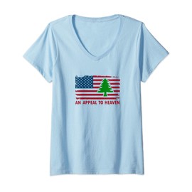 Womens an appeal to heaven revolution historical patriotic USA flag V-Neck T-Shirt