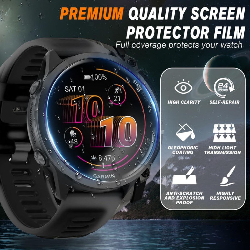 8 Packs Compatible for Garmin Forerunner 570 42mm Screen Protector,Advanced