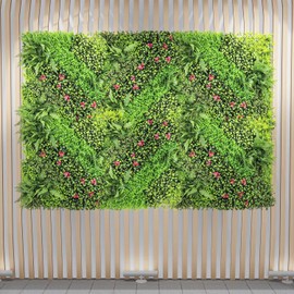 ECOOPTS 40"x40" Faux Ivy Privacy Fence Screen Artificial Boxwood Panels Topiary Hedge Plants for Indoor Outdoor Decoration, 9 Mixed Leave, 1 Pack