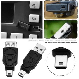 ECSiNG 4 x USB 2.0 to Mini USB Adapter USB Male to Mini USB Female Converter Supports 5V 2A 480Mbps Data Transfer Suitable for Mobile and Tablet Computers