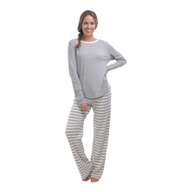 jijamas Incredibly Soft Pima Cotton Women’s Pajama Set The Soul Mate in Heather Grey - L