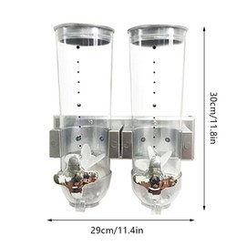 Fetcoi 2 Pack Dry Food Dispenser, Wall Mount Dual Control Food Storage Dispenser Coffee Bean Candy Oatmeal Rice Dispenser Cereal Dispenser, Silver
