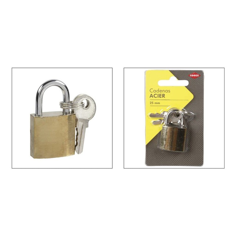Cogex 80007 Padlock Steel 25 mm Dore