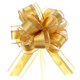 6 Pcs 6 Inch Double-Layered Pull Bows, Organza Ribbon Gold Bows for Gift Wrapping, Classic Style Big Bow for Present(Gold)