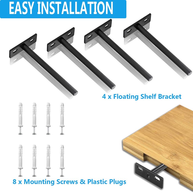 SpzcdZa 4" Floating Shelf Bracket (4 pcs),Invisible Support Bracket Blind