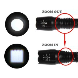 Battery Connection LED Zoomable Flashlight Torch Lamp Light 5-Mode