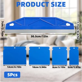 5 PCS Cutting in Tools for Painting, Paint Edger Tool with 4Pcs Scrapers, Stainless Steel Paint Shield Wallpaper Scraper, for Paint Smearing, Repairing Wallpaper, Paint Guide & Measurement