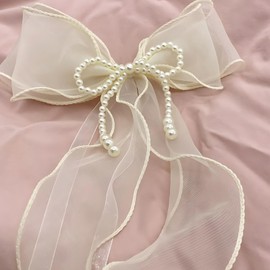 Turbokey Curtain Tassel Tiebacks 1 Pair Handmade Cute Bowknot Lace Window Curtain Buckle Tieback Hanging Rope Home Decor for Wedding Birthday Party Decoration (Cream)