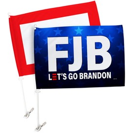 Trump Flag FJB Lets Go Brandon Car Flags Pack + Blue Star Banner Military Veterans Armed Forces Memorial Vehicle Auto Window Decor Carros Outdoor Pole Accessories, Made in USA