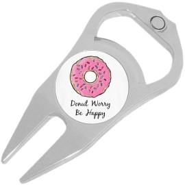 NewCharms Donut Worry Be Happy Golf Ball Marker Divot Repair Tool Bottle Opener