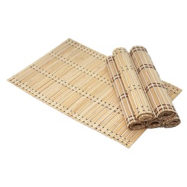 HWC-C13 6-Piece Place Mat Table Mat Bamboo Washable 45 x 30 cm Light Brown