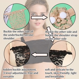 BDSHUNBF 10 Pcs Lady Lace Clip-on Mock Camisole Bra Insert Overlay Modesty Panel Vest, Modesty Panels for Low Cut Tops, Lace Privacy Invisible Bra for Woman, Mock Camisole Insert Anti Peep Invisible