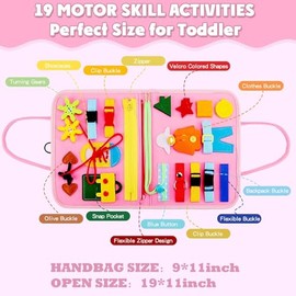 EUARD Tablero Sensorial Montessori Niños 1-6 Años - 25 Actividades para Motricidad Fina y Aprender a Vestirse - Juguete Viaje Ideal para Avión o Carro
