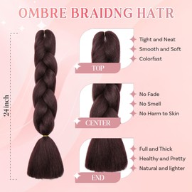 SEGO Pro Braiding Hair Extensions 24 Inch Synthetic Jumbo Box Braid Hair for Crochet Twist Braids for Women Pack of 1 (Dark Auburn)