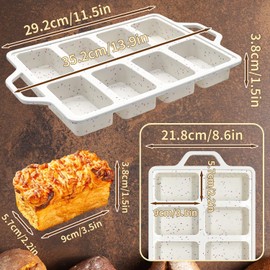 Yumatch 8 Cups Silicone Mini Loaf Tins with Metal Frame, Nonstick Silicone Mini Bread Loaf Pans Trays for Baking Bread, Brownie, Cornbread, Cheesecake