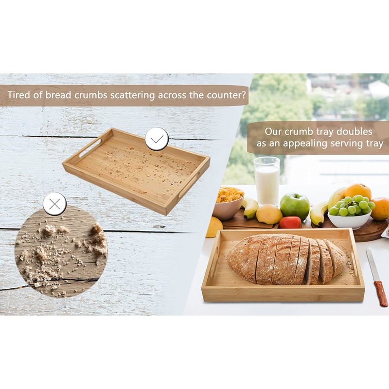 Kitchen Seven Bamboo Bread Slicer with Crumb Tray Bamboo Bread