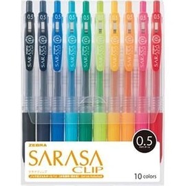ゼブラ ゲルインクボールペン サラサクリップ 0.5mm 10色(各色1本) JJ15-10CA 1パック ×5セット