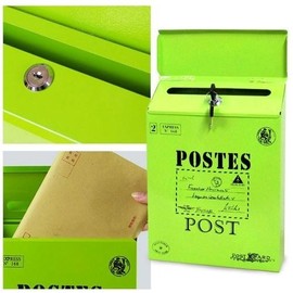 Interior wall-mounted vintage steel mailbox postbox suggestion box colorful design with key Steel mailbox (yellow) 2ea