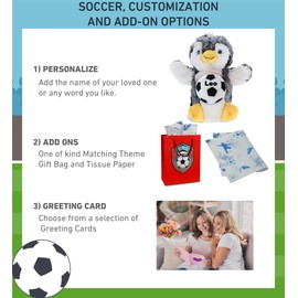 DolliBu Penguin Hand Puppet Stuffed Animal with Soccer Ball Plush - Soft and Huggable Penguin Playtime Plush Toy, Cute Ocean Life Gift, Super Soft Stuffed Doll Animal Toy for Kids, Adults - 8.5 Inches