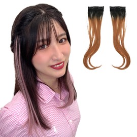 AQUADOL wgt832CPK Women's CPK. Cosmos Pink Extension, 2-piece Set, Clip Type, Medium, Long, Earring Collar, Inner Color, Pastel Color, Partial Wig, Point Wig, Women's