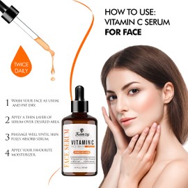 Kanzy Vitamin C Serum for Face with 20% Hyaluronic Acid Anti-Aging, Anti-Wrinkle, Dark circles & Fine Lines Facial Serum Boost Skin Collagen, Moisturizer for Skin 30ml