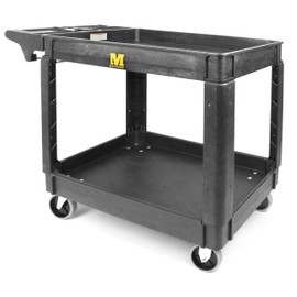 MaxWorks 80855 500-lb Utility Service PP Cart With Two Trays and Wheels 30 Inch X 16 Inch Overall Dimensions