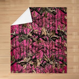 Feelyou Pink Camouflage Fuzzy Blanket Throw 50"x60" All Purpose Camo Flannel Fleece Throw Blanket for Hunters Cabin or Rustic Lodge Rustic Farmhouse All Season Bed Blanket The Woods Camouflage