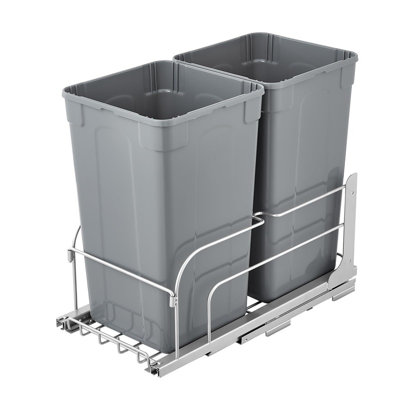 VEVOR Pull-Out Trash Can, 27 QT x2 Double Under Mount