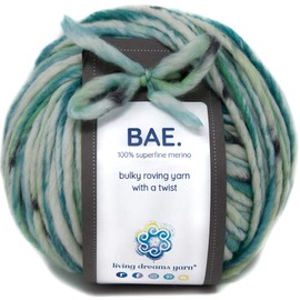 BAE by Living Dreams Yarn. Cuddly, Strong & Super Soft for Next to Skin Winter Knits. 100% Extrafine Merino Bulky Roving Yarn, Spring Fling