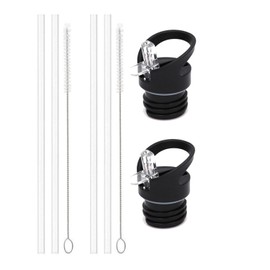 Pack of 2 Straw Lids Standard Mouth, Easy Lid Drinking Bottle Replacement, Drinking Bottle Replacement Parts, Straw Lid with Brush and Straw, for Drinking Bottle, Standard Mouth Bottle Replacement Lid
