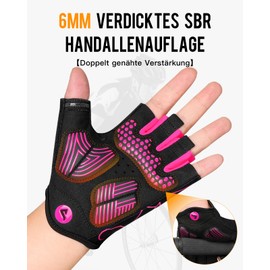 ATERCEL Cycling Gloves Half Finger for Men Women - Cycling Gloves MTB Gloves with SBR Padding for Cycling, MTB, Fitness, Rose Red, M