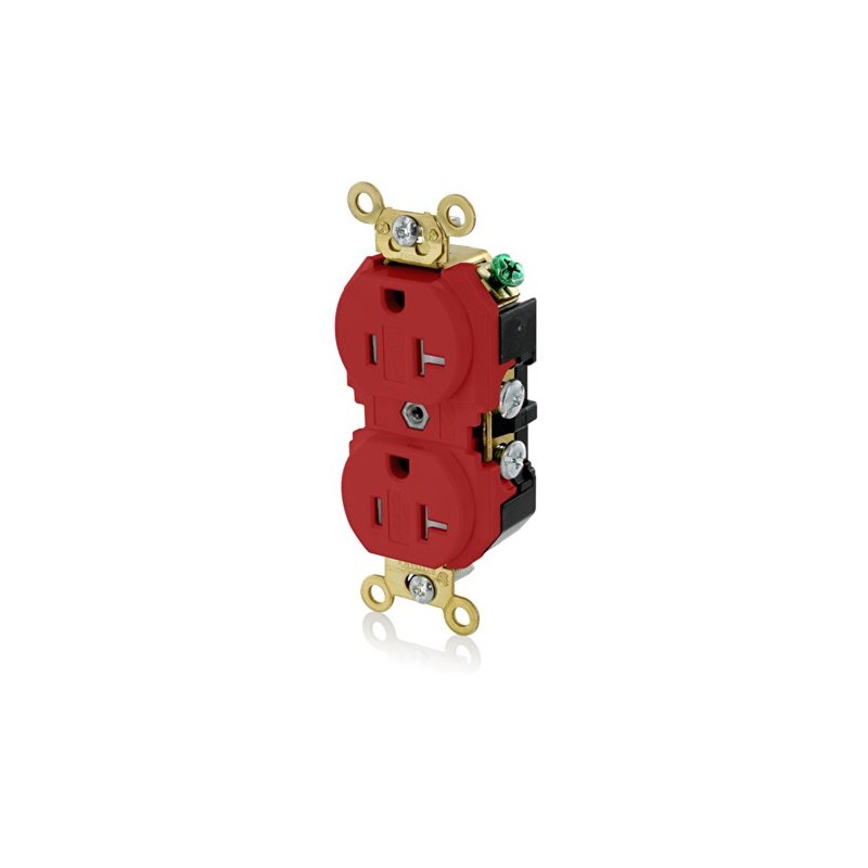 Leviton 5362-SGR 20-Amp 125-volt Industrial Grade Tamper-Resistant Duplex Receptacle, Red
