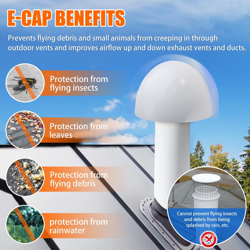 PVC Roof Vent Cap for 1-1/2", 2" and 3" Houses