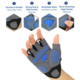 LuxoBike Guantes de ciclismo para bicicleta de montaña para hombre, acolchado de gel SBR que absorbe los golpes, palma antideslizante, ultra transpirable, especializado para hombres, ciclismo, ciclismo de MTB, ciclismo de carretera