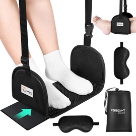 CERBONNY Airplane Foot Rest - Portable and Adjustable Foot Hammock,Airplane Travel Flight Essential for Relaxing Your Feet During Airplane Journeys(Non-Slip 2 Mask)