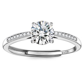 JeweBella Adjustable 925 Sterling Silver Rings for Women 18K Gold Plated Eternity Promise Engagement Ring Wedding Rings Cubic Zirconia Thumb Ring Womens Anniversary Jewellery Gifts with Box