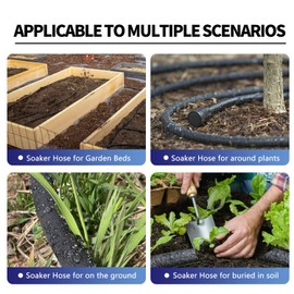 Suneed 2 Pack Soaker Hose 15 FT for Garden Bed, 1/2’’ Diameter Heavy Duty Soaker Hoses 30 FT for Garden Beds To Save 70% Water, Short Drip Soaker Hose for Vegetable Beds (2 Pack 15 FT)