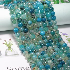 10mm Green Dragon Vein Agate Round Beads, 35 Pcs for Jewelry Making