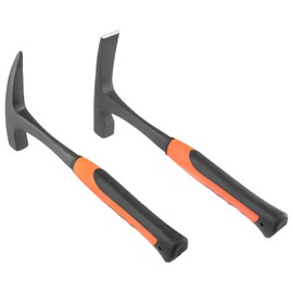 FUNSUEI 2 PCS Small Rock Pick Hammer, All Steel Rock Pick Set, Flat and Pointed Head Geologist Pick Hammer with Non-skid Handle, Masonry Pick Hammer for Mining Prospecting, 28oz, 30oz