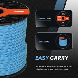 Abma Cord Paracord 620 lbs 4mm 9 Strands 100% Nylon 30M - Sky Blue