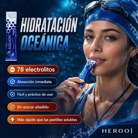 Herooj Hyper Electrolitos Naturales Agua de Mar Microfiltrada 30 Sticks de 10 ml Reemplazo de Electrolitos Hidratación Deportiva Minerales Naturales S
