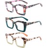 REAVEE 3 Pack Oversized Square Reading Glasses Oprah Style for