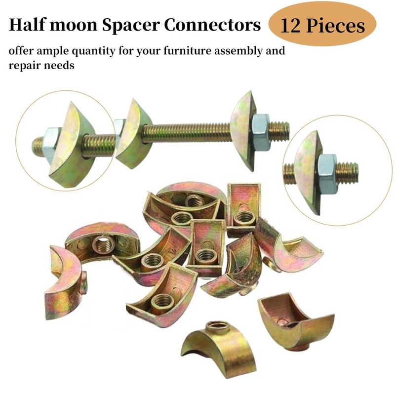 12pcs M6 Half Moon Nuts Washers,Spacer Washer, 6mm Hole Dia