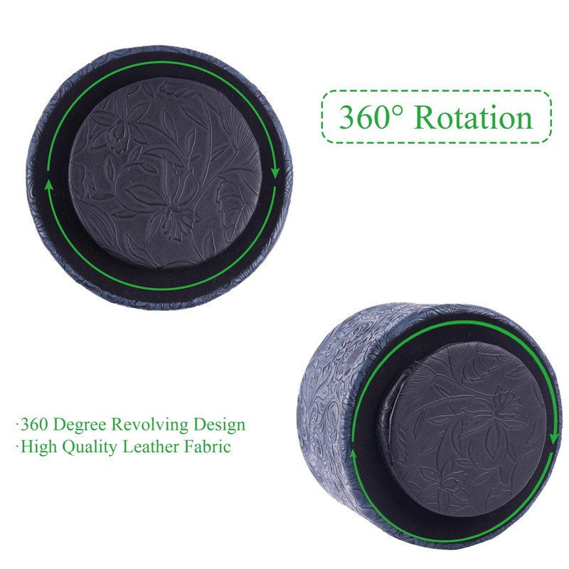 Mtzmy Round Leather Art Supply Organizer,Remote Control Holder,360 Degree Spinning,Multi-Functional