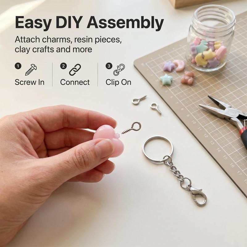 30 Sets Keychain Rings and Keyring Chains Set
