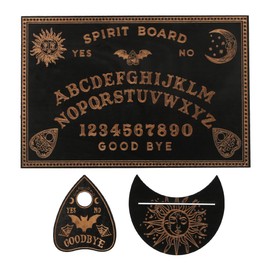 Ieron Ouija Board and Tarot Card Holder Set Wooden Black Spirit Board Dowsing Divination Boards Talking Boards with Planchette for Witchcraft Supplies