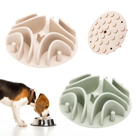 2 Pcs Slow Feeder Insert for Dog Bowl, Anti-Choking Silicone with Strong Suction Cups, Fits Most Dog Bowls, Ideal for Large Breeds (Green+White)
